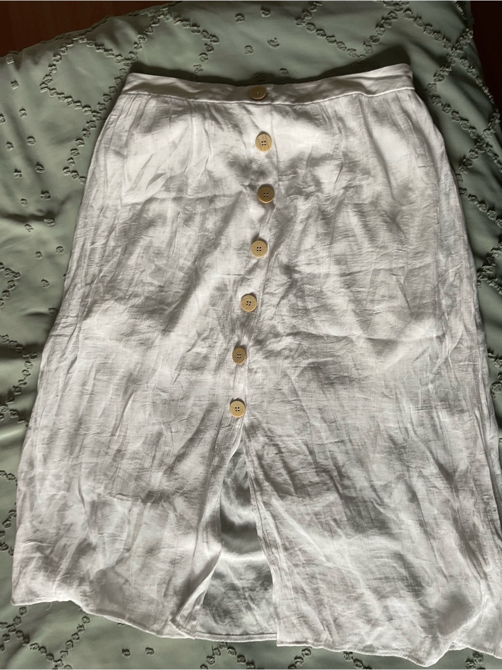 BCX White Button-Front Linen-Blend Midi Skirt